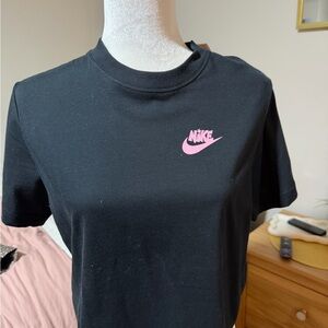 Nike Black Tee with Pink Swoosh